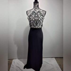 Masquerade black‎ and white jeweled prom dress